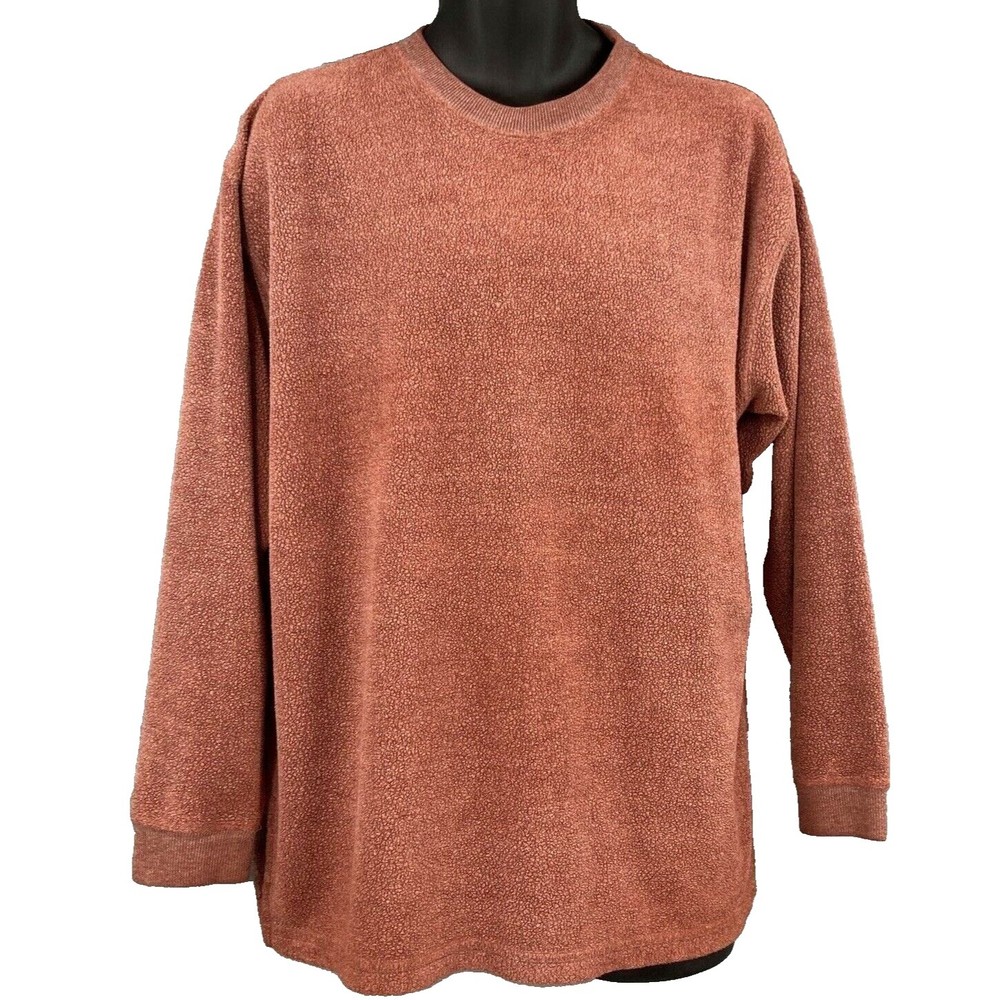 Vintage ENUF Long Sleeve Pullover Nubby Straight Hem Rust Shirt Mens XL